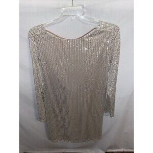Nastygal Backless Dress Women’s Size 20 Beige Gold Sequin Long Sleeve New Defect